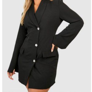 PLUS FLARE SLEEVE DIAMANTE BLAZER DRESS (boohoo)